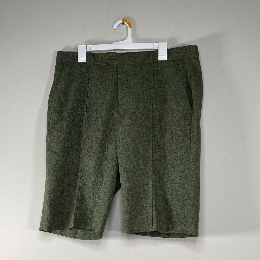 Trust Pleated Dress Shorts Men's 36 High Rise Green Business Casual